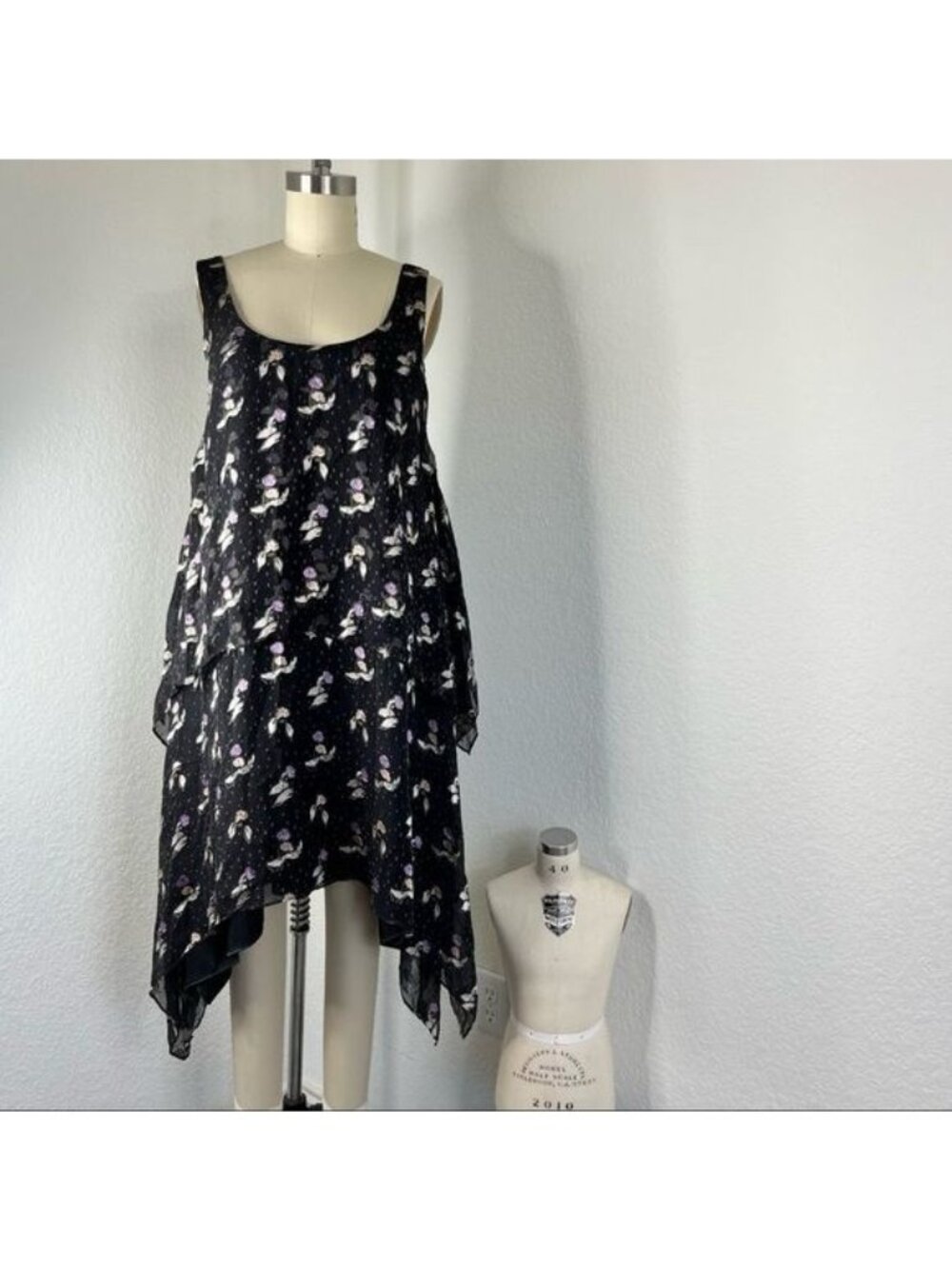 Opening Ceremony Burnout Velvet Gestures Hanky Hem Silk dress